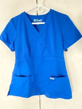 Grey's Anatomy Short Sleeve Scrub Top in Bright Blue Medium